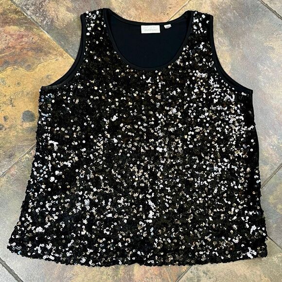 Avenue Black Sequin Tank Top 22/24 - Picture 5 of 10
